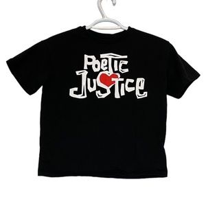 GAP TEEN Cropped Black Poetic Justice T shirt size 8